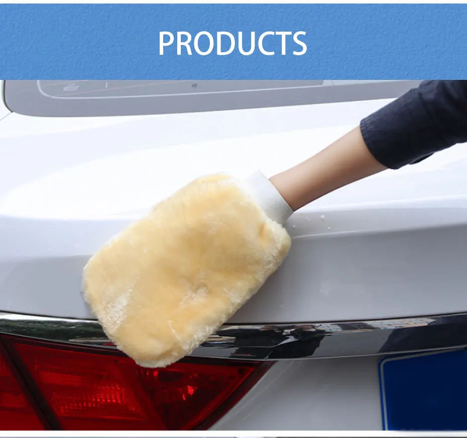 SEAMETAL Waterproof Car Wash Microfiber Gloves Soft Thickened Wool Plush Car Cleaning Mitt Double-faced Glove Car Wash Supplies