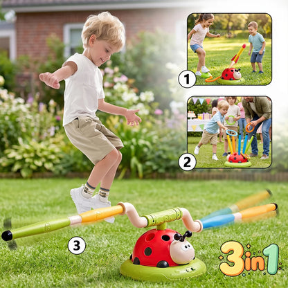 Musical Jump Sports Toys Toss Multifunction Ring Game Toy and Rocket Launcher for Kids Fitness Training Outdoor Game Gifts