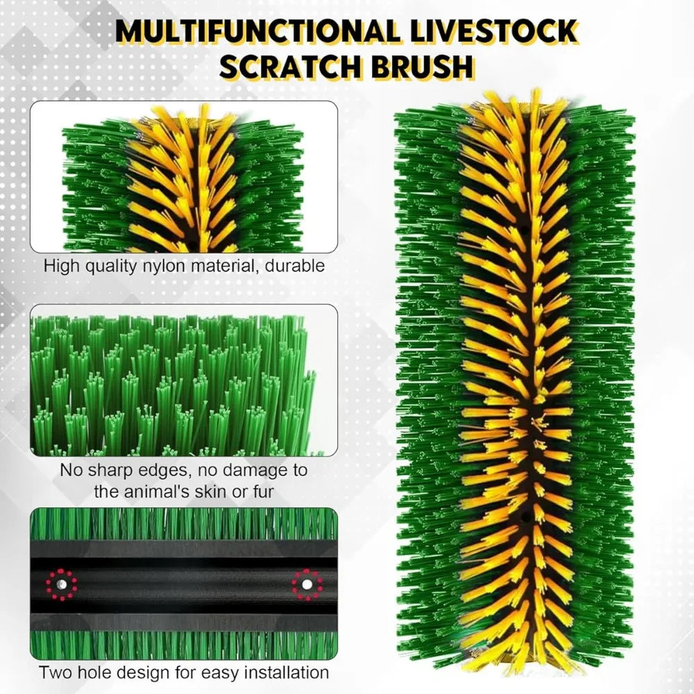 2 Livestock Cleaning Brushes 45cm Length Curved Design Nylon Bristles for Cattle  Horses Sheep