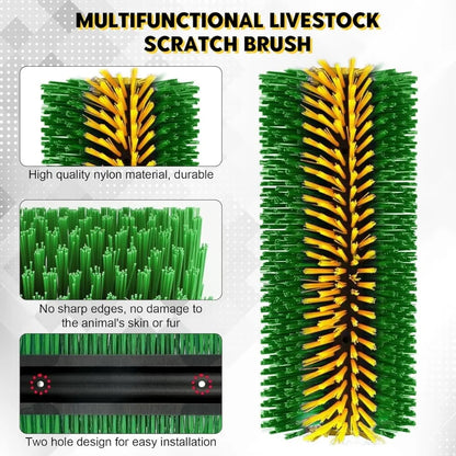 2 Livestock Cleaning Brushes 45cm Length Curved Design Nylon Bristles for Cattle  Horses Sheep