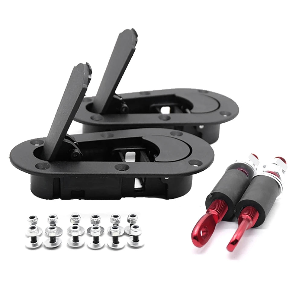 2Pcs Black Front Hood Engine Bonnet Pin Latch Lock Universal for Racing Car, Safety Protection with / without keys