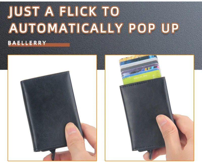 Pop Up Credit Card Holder Wallets Men Slim Rfid Blocking CardHolder Wallet for Men Card Money Bag Purse PU Leather Short Wallets