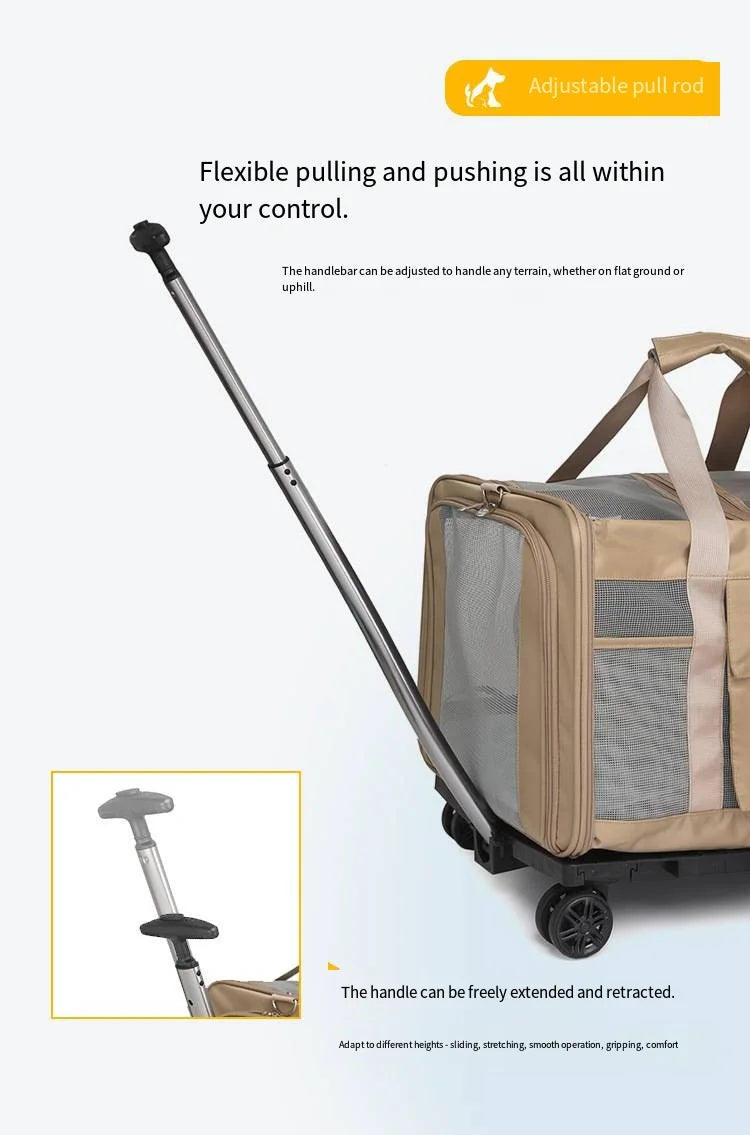 Foldable Lightweight Pet Travel Carrier Bag Breathable with 360° Swivel Wheels for Cats Dogs Portable Outdoor Pet Backpack 2026