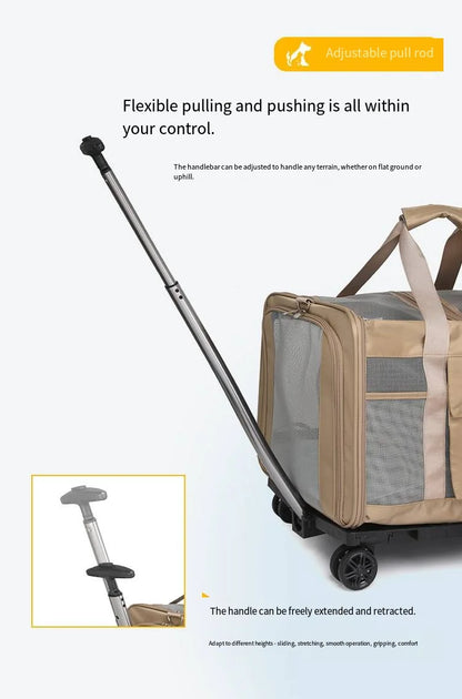 Foldable Lightweight Pet Travel Carrier Bag Breathable with 360° Swivel Wheels for Cats Dogs Portable Outdoor Pet Backpack 2026