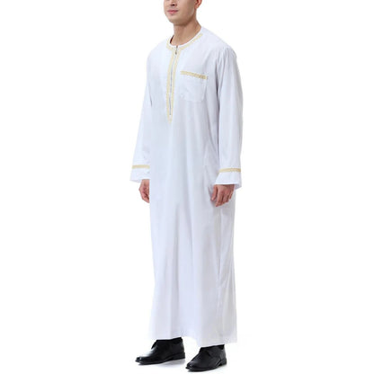 Middle East Ethnic Muslim Islamic Clothing Men Jubba Thobe African Dashik Ramadan Eid Abaya Arabic Kaftan Saudi Kimono Robe Gown