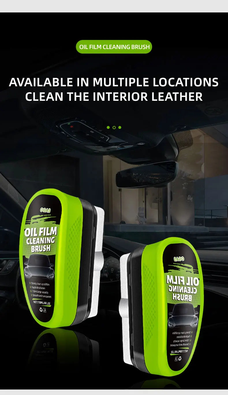 OGAS Automotive Car Glass Oil Film Cleaning Brush,150ml Glass Oil Film Remover for Car Window,Windshield Brush For Car Care
