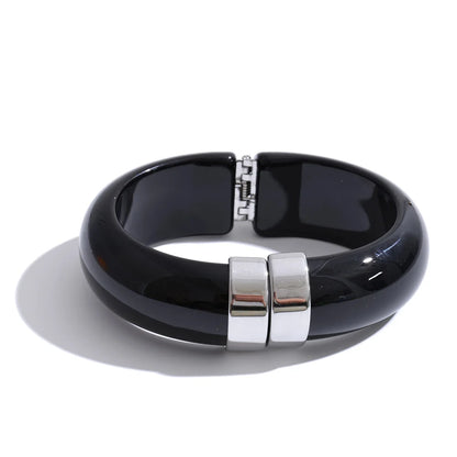 Yhpup 66mm Green Pink Brown Purple Acrylic Thick Bracelet Bangle for Women Stainless Steel Arrivals 2025 Wrist Jewelry Gift
