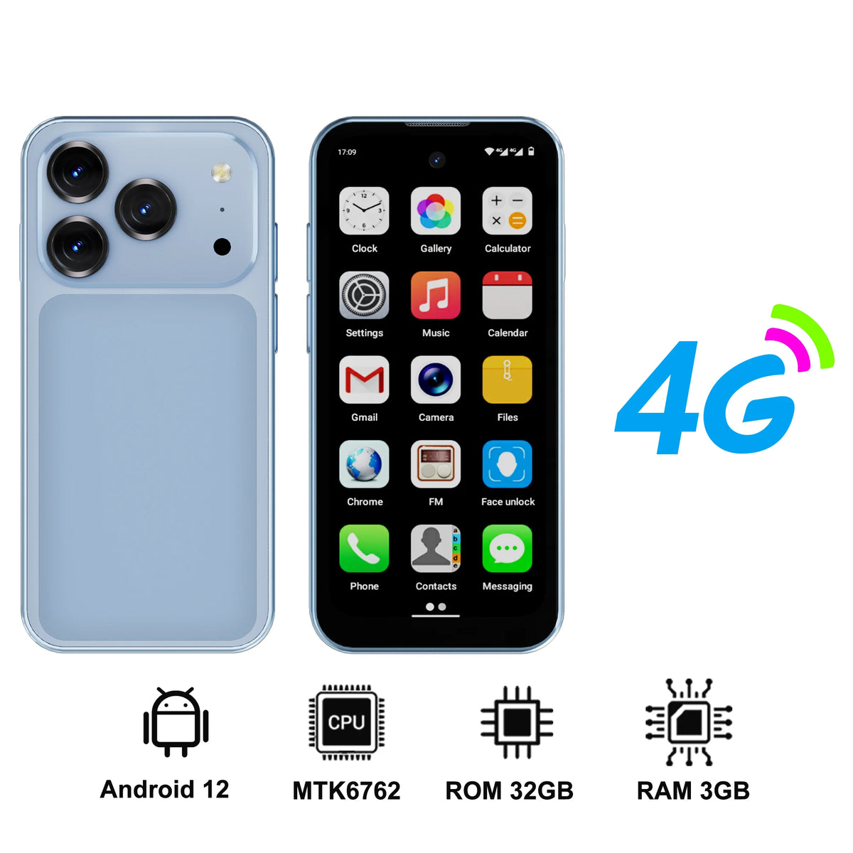 SERVO 19 Air 4G LTE Mini Smartphone Android 12.0 OS Play Store 6GB+128GB Face Unlock OTG 2 SIM 3.88" Screen Pocket Smart Phones