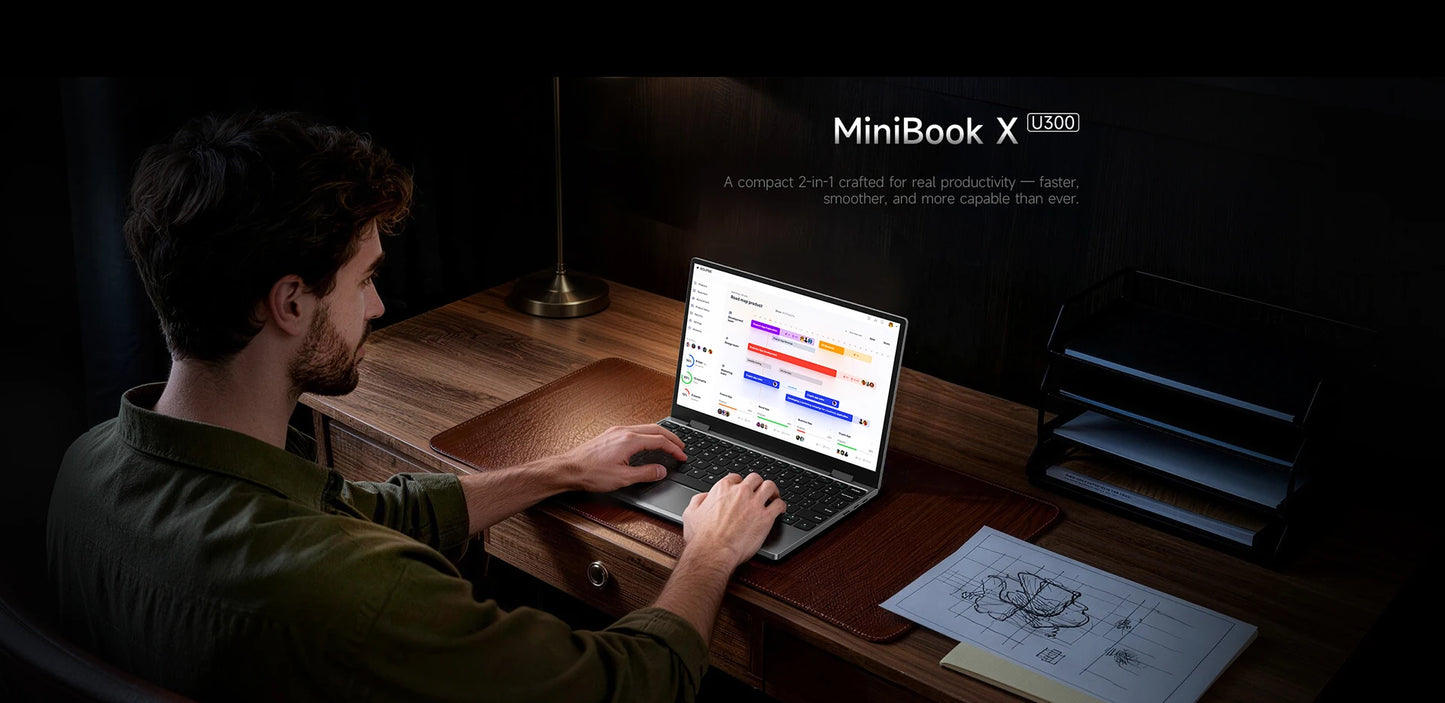 CHUWI MiniBook X Laptop Tablet PC 2 In 1 16GB 512G SSD Intel U300/N150 10.51 Inch FHD IPS Screen 1920*1200 Windows 11 Notebook