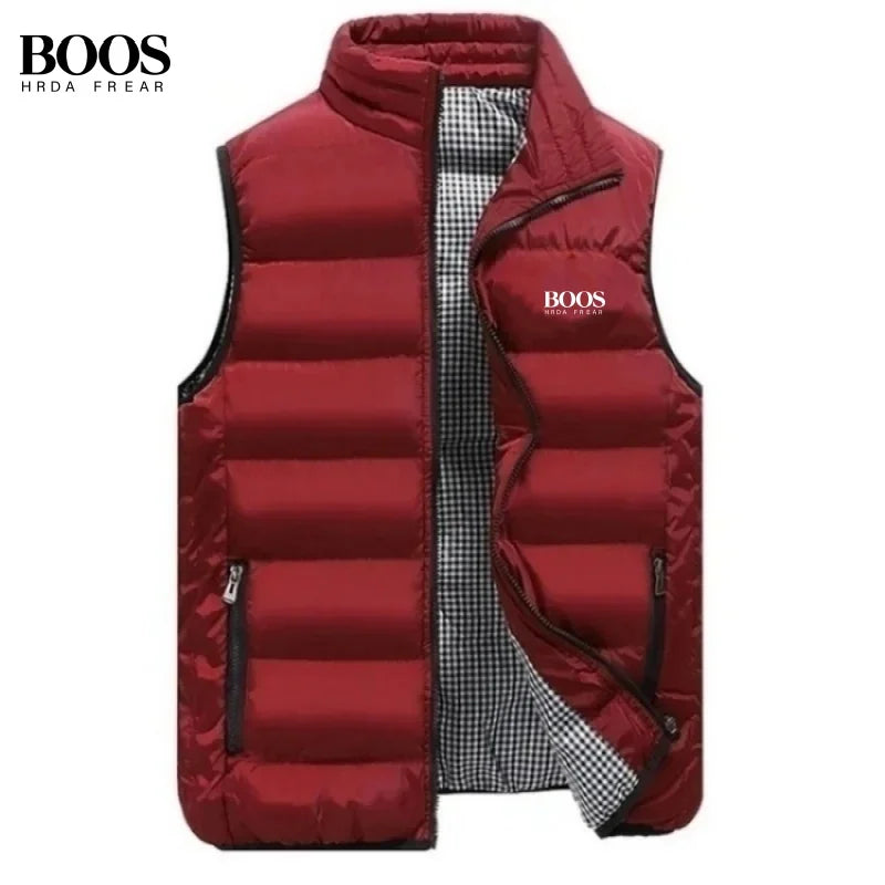 Men's Embroidery Brand High Quality Warm Vest Vest, Autumn and Winter Luxury Fashion Brand, Sleeveless Outdoor Windproof Jacket