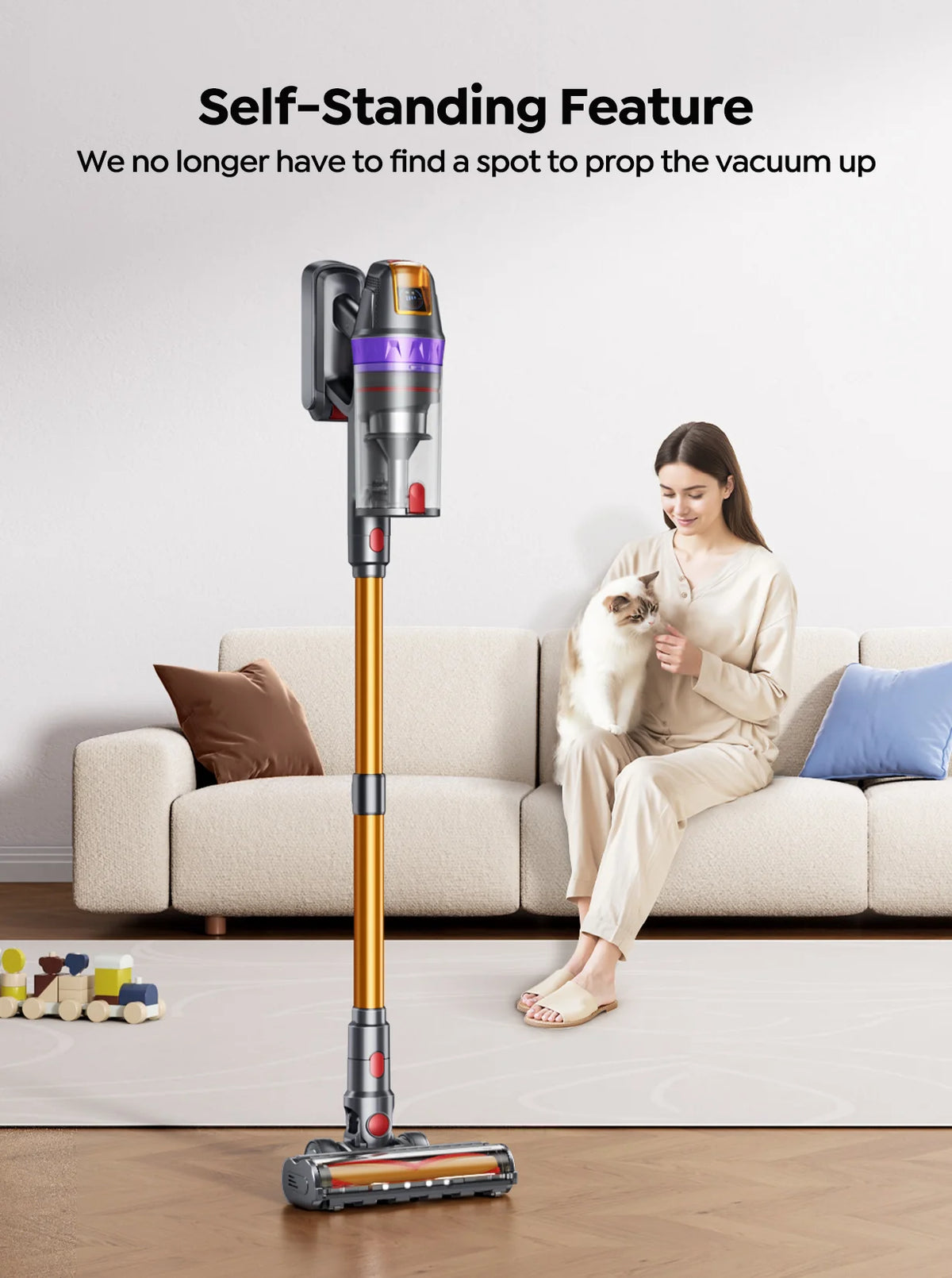 BUTURE VC90 600W 65KPA Suction Power Cordless Vacuum Cleaner Handheld smart Home Appliance Removable Battery Mite Removal Brush