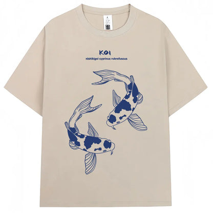 Japanese Style Hokkaido Wave Vintage T-shirt Men Women Harajuku Fashion High Quality T Shirts Oversized Cotton Summer Tee Shirt