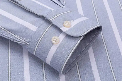 Men's Social Shirts Long Sleeve 100%Pure Cotton Oxford Buttoned Plaid Formal Male Casual Clothes Oversized Shirt Plus Size S-7XL