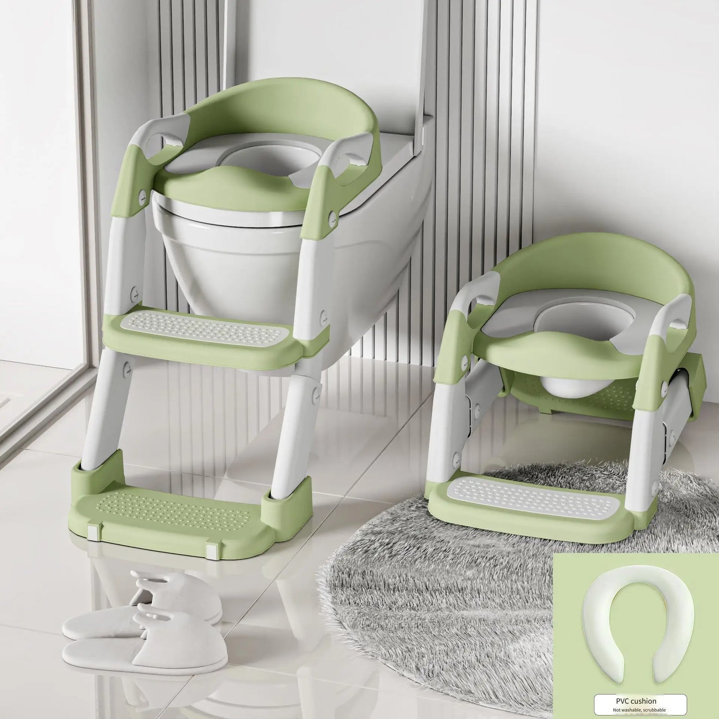 Kids Toilet Step Stool Potty Training Seat with Ladder Boys Girls Baby Toilet Seat Adjustable Step-on Stool for Adult Toilet
