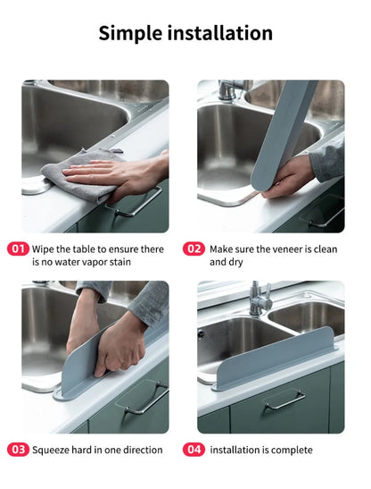 Silicone Sink Splash Guard Kitchen Sink Washbasin Water Barrier Sink Splash Cover with Suction Cup Kitchen Utensils