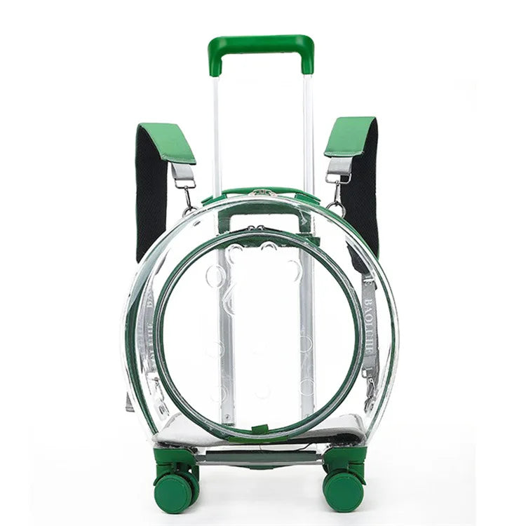 pet trolley case portable dog going out transparent trolley bag large capacity two cats
