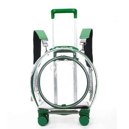 pet trolley case portable dog going out transparent trolley bag large capacity two cats
