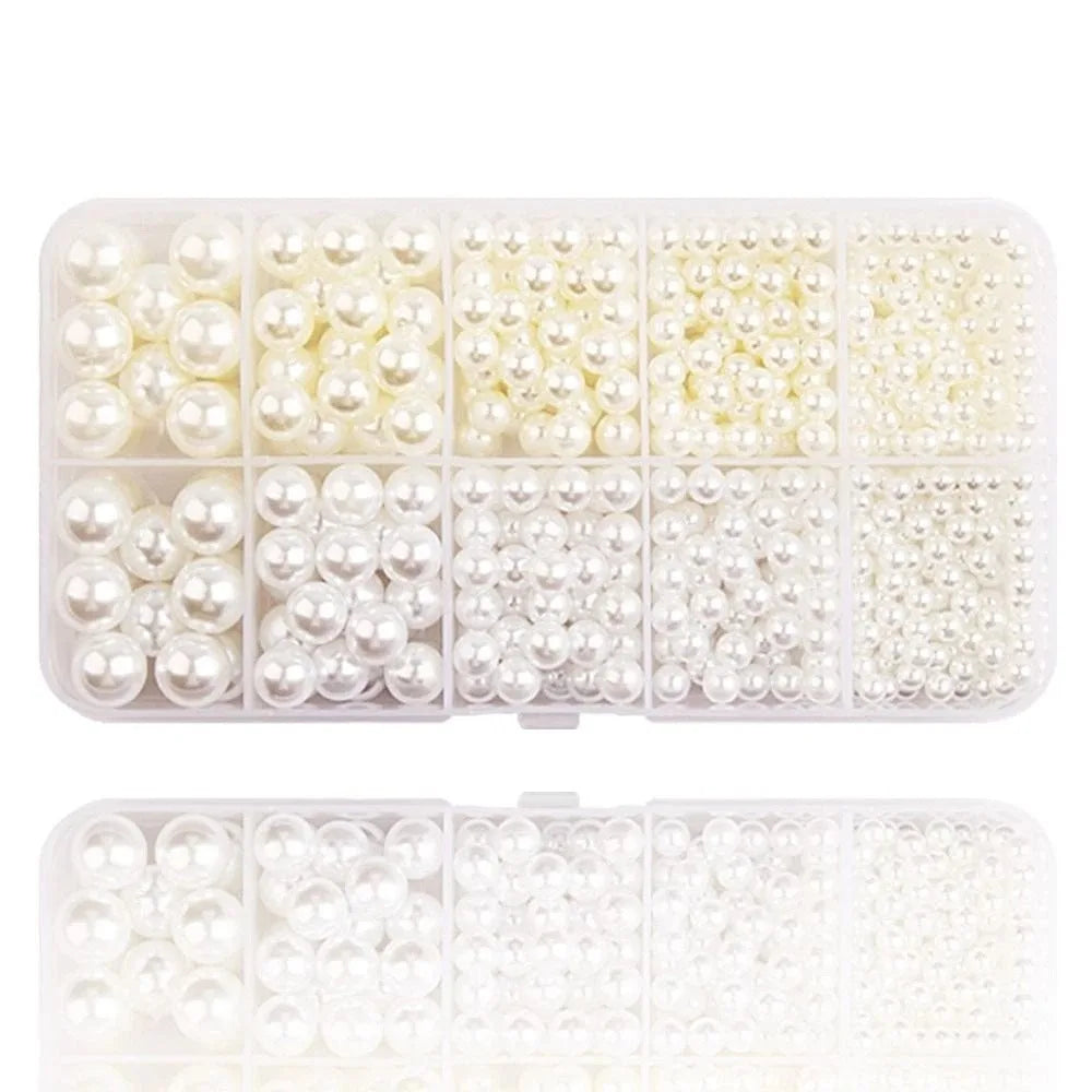 Hand Press Beads Pearl Rivet Set Circular/Irregular Shape Multi-color DIY Jewelry Making Kit with Beads Screw Heads Loose Beads