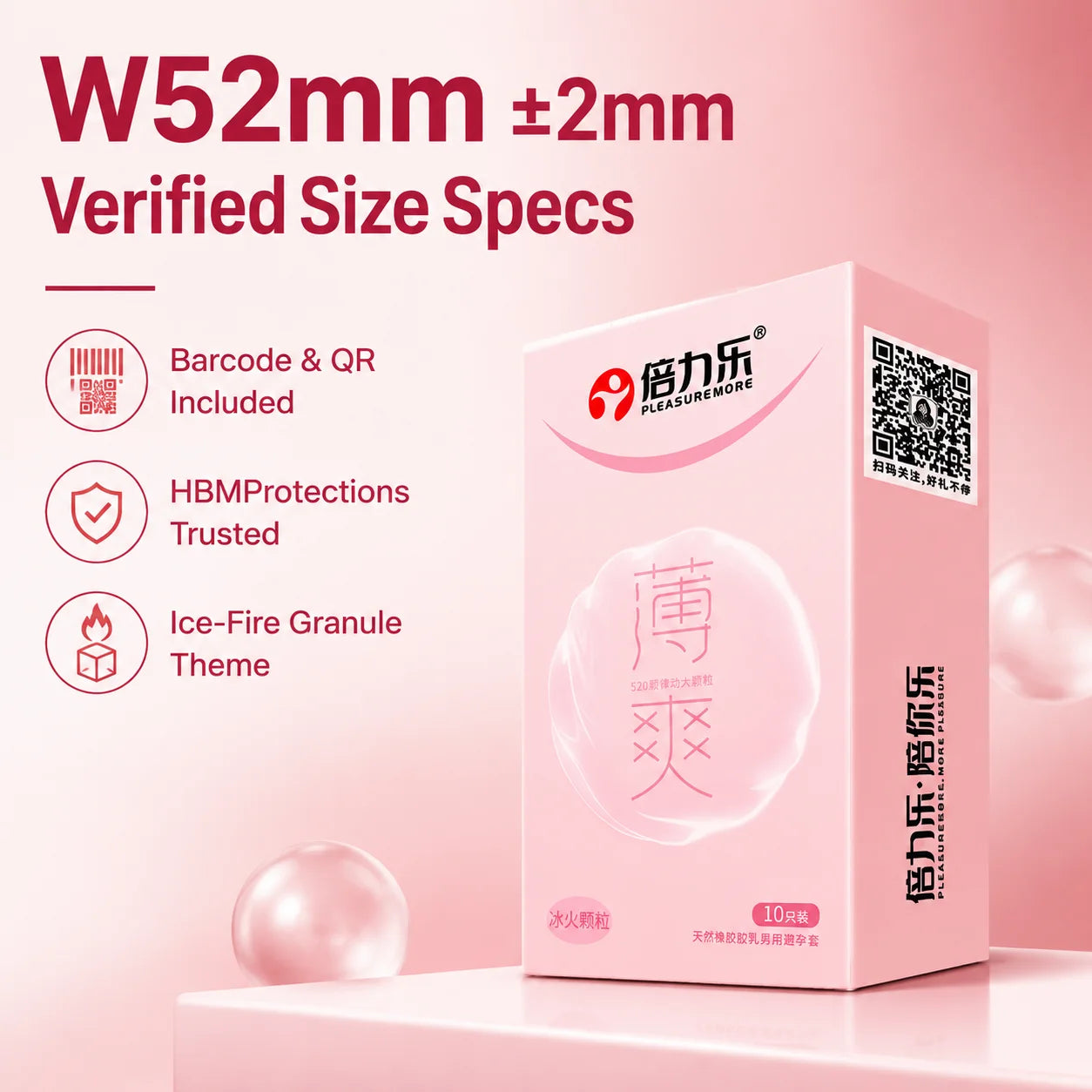 Hot & Cool Sensation Condoms 520 Bouncing Dots Natural Latex Lubricated 10pcs-50pcs Men Extra Stimulation Silky Touch Beilile