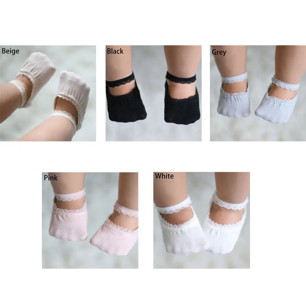 Baby Socks Newborn Socks Summer Lace Baby Socks Solid Color Princess Baby Girl Socks Infant Anti-slip Socks With Rubber Soles
