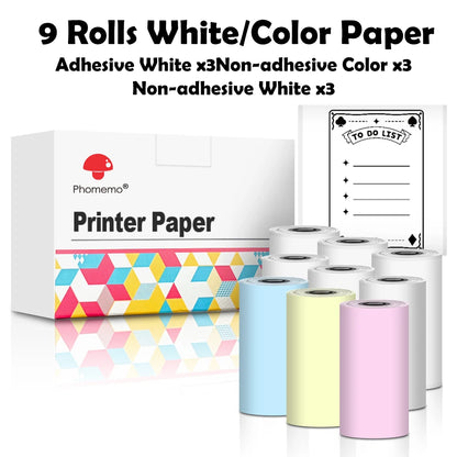 Phomemo Self-adhesive Sticker Paper for T02/M02X Portable Printer Thermam Paper Label Sticky DIY Photo Text Study Notes Printing