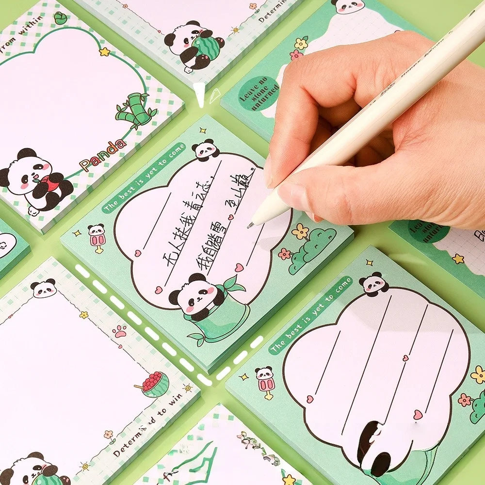 200sheets Panda Memo Pads Cute Animal Note Pads No Adhesive for Students Aesthetic Office School Supplies Bulk Notebook Labels