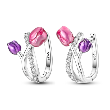 925 Sterling Silver Earrings Jewelry Hoop Flower Ear Studs Campanula Sparkling Pave Earring Wedding Gift For Women Anniversary