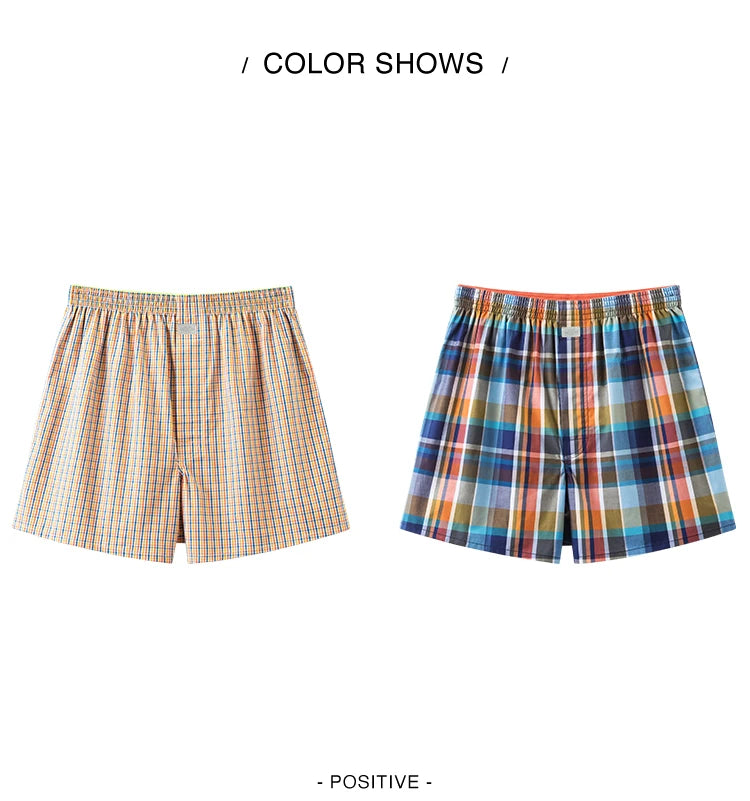 Semir Shorts Men Pure Cotton 2024 New Home Pants Checked Relaxed Five-Point Elastic Waist Straight Leg 2-Piece Set Underwear