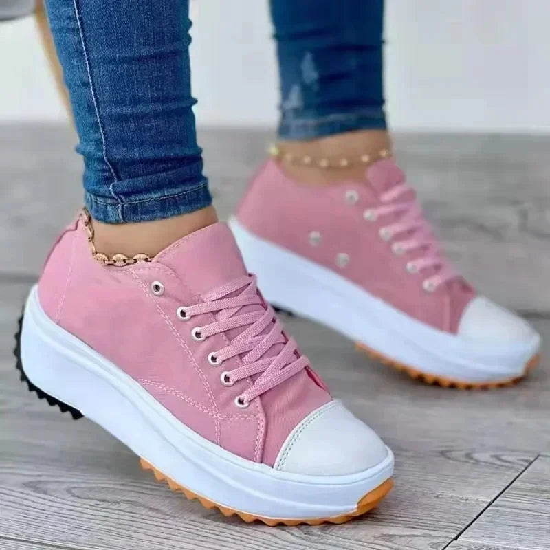 Shoes for Women Classic White Canvas Sneakers Fashion Platform Women Casual shoes High Quality Lace-Up Feamle Tennis Shoes 35-43