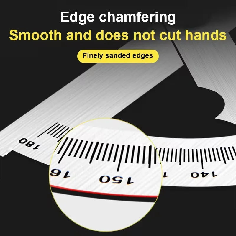 Stainless Steel Adjustable Protractor, Precision Angle Measuring Tool for Woodworking, Carpentry & DIY