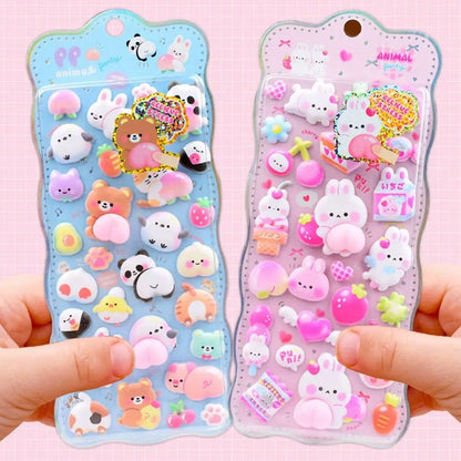 Kawaii Cartoon Soft Cute Little Rabbit 3D Pinching Relaxing Butt Stickers Cute DIY Mobile Book Decoration Stickers Festival Gift
