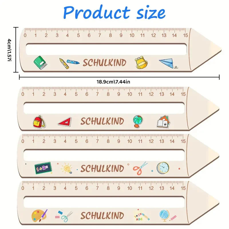 4-Pack Wooden Ruler Reading Aid with Four Different Patterns Handmade Back-to-School Gift Perfect School Start Present