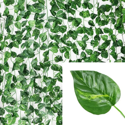 4/10M Artificial Plant Green Ivy Leaf Garland Fake Plant Creeper Hanging Vine Outdoor DIY Garden Wall Wedding Party Home Decor