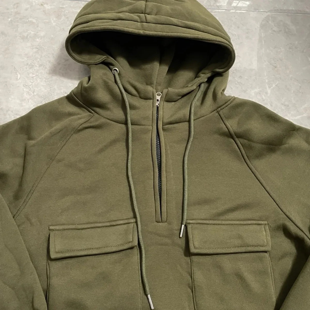Men's Casual Sports Hooded Sweatshirt New Style Outdoor Thick Fashionable Loose Long-Sleeved Pullover with Multiple Pockets