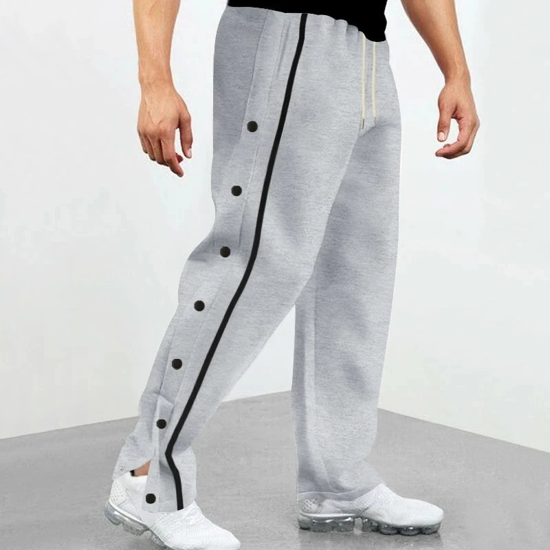 Autumn Men Sweatpants Fashion Sportswear Drawstring Straight Track Pants Casual Loose Trousers breasted Breathable quick drying