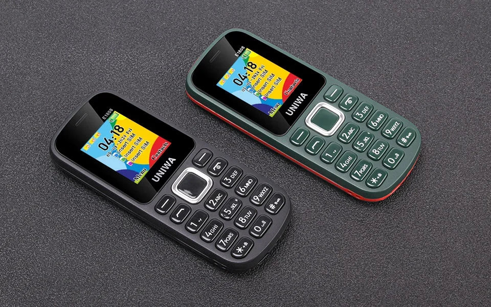 UNIWA E1808 2GKeypad Feature Phone 1.77” Push Button 800mAh Telephone for Senior Elder Wireless Radio GSM Bluetooth Mobile Phone