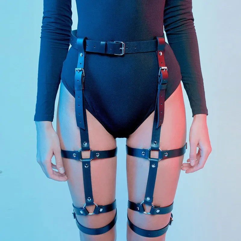 Female Leather Pants Sexy Openwork Nightclub Performance Outfit Passionate Bondage Restraints BDSM Couple Sex