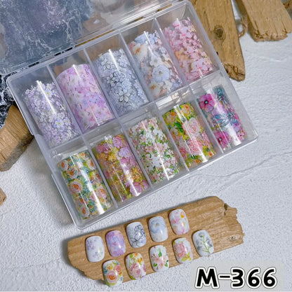 10Rolls Plaid Thousand-Bird Bow  Stars Nail Foils Transfer Paper  Nail Art Stickers  Manicure Set Decal  Nails Decoration