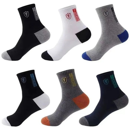 5/10 pairs Breathable Men's Basketball Crew Socks for Spring and Fall Sweat Absorption Deodorant Sports Stockings