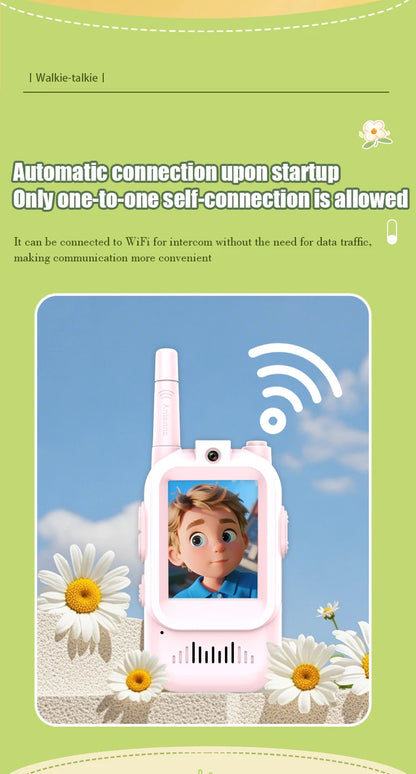 AIRITON JK200 Kids Video Intercom Walkie-talkie Cute Screen Easy Use Rechargeable Large Battery Cute Ham Radio for Gift