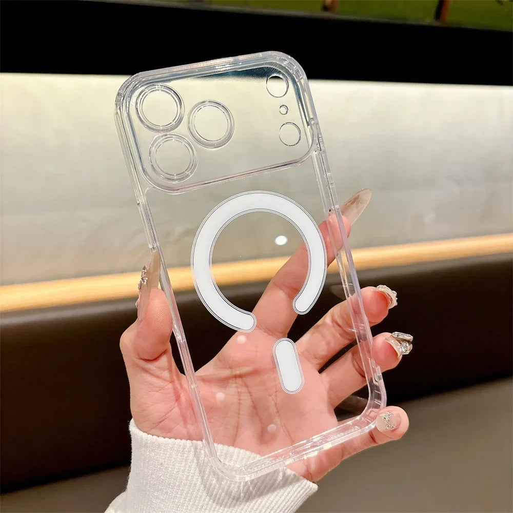 Luxury for Magsafe Magnetic Phone Case for iPhone 17 Pro Max 17 Air 16 Pro 15 14 13 12 11 Transparent Shockproof Protect Cover