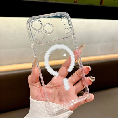 Luxury for Magsafe Magnetic Phone Case for iPhone 17 Pro Max 17 Air 16 Pro 15 14 13 12 11 Transparent Shockproof Protect Cover
