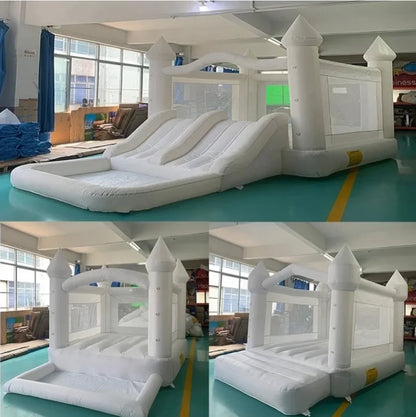Inflatable Bounce House 5.6*3.3*3M White Jumping Castle For Kids Bouncy Castle Withe For Kids Outdoor Toys With Blower Slide