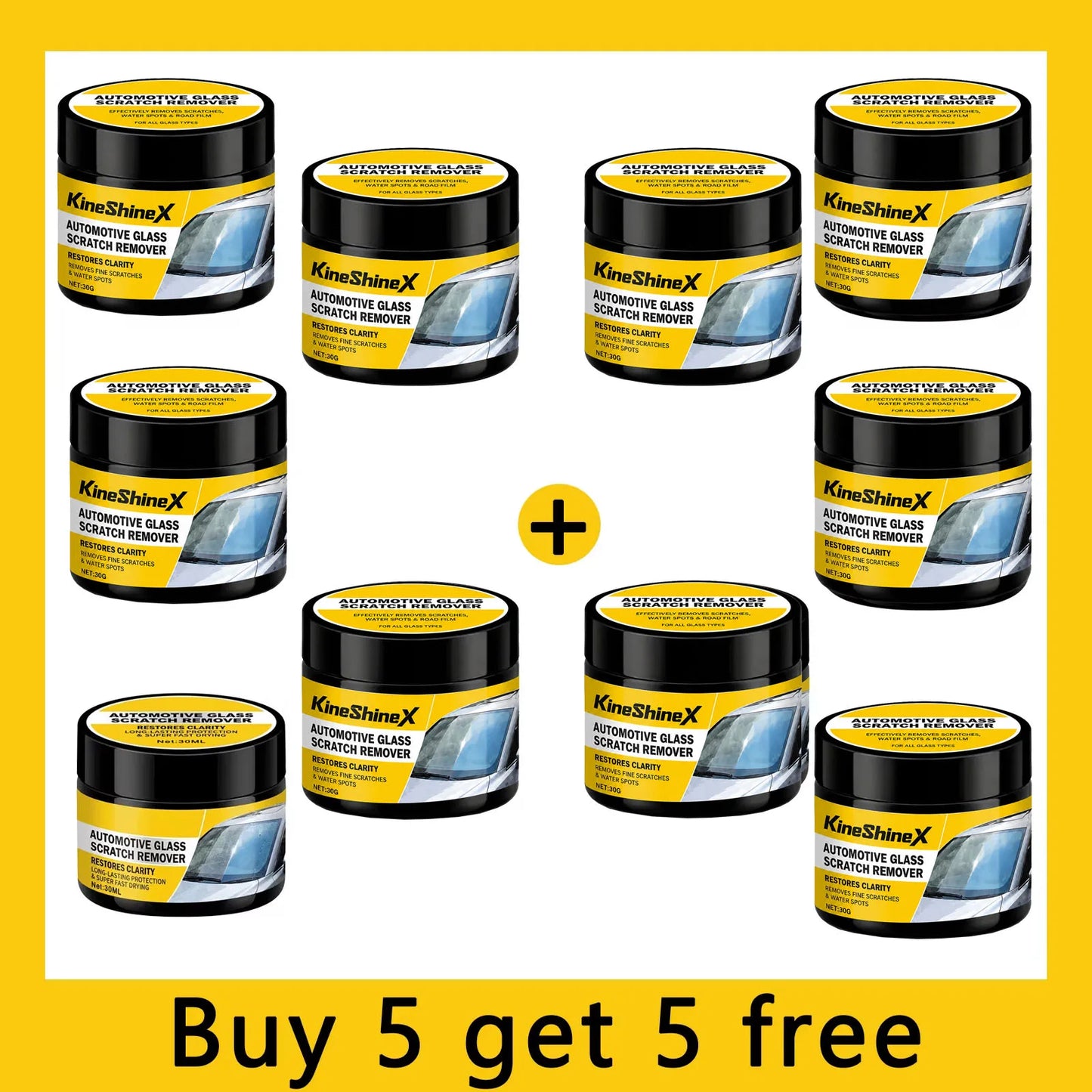 Polish / Restore / Brighten – Car Glass Scratch Repair Compound, Windshield Renovation Paste, Mirror Finish Brightener