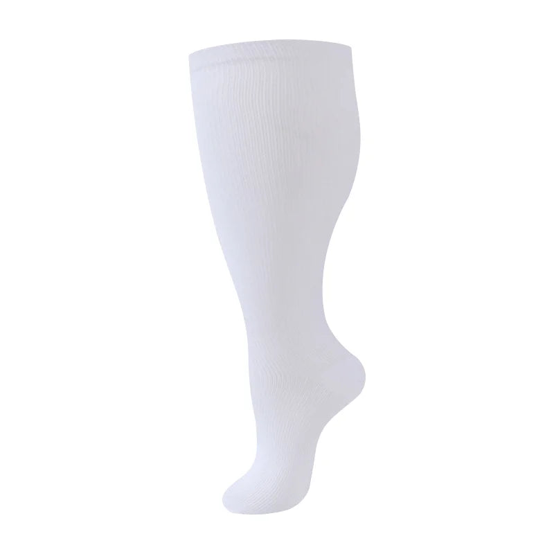 2XL-4XL Plus Size Compression Socks for Women Men 20-30 MMHg Wide Calf Extra Large Knee High Flight Sock for Circulation Support