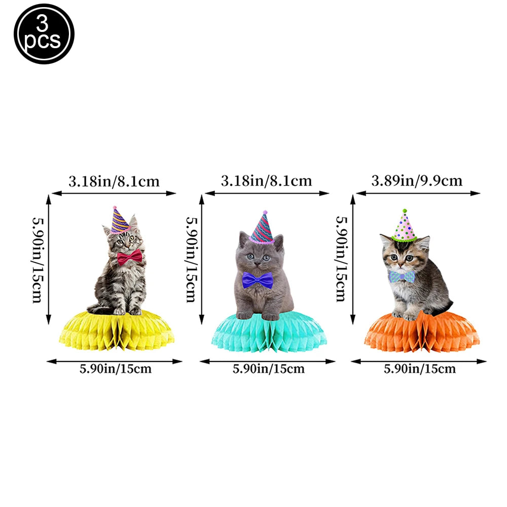 Cat Party Paper Plates Cups Napkins Party Supplies Cat Face Happy Birthday Banner Tablecloth for Cat Themed Birthday Party Decor