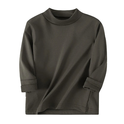 1/3/4 Pcs Children's Mid-collar Bottoming Shirt in Autumn And Winter Solid Color Joker Girls' Long sleeve T-shirt Boys' Casual S