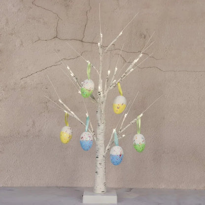 60cm Easter Brich Tree Lamp 40LED Easter Eggs Ornaments Hanging Easter Decorations for Home Spring Festival Party Table Decor