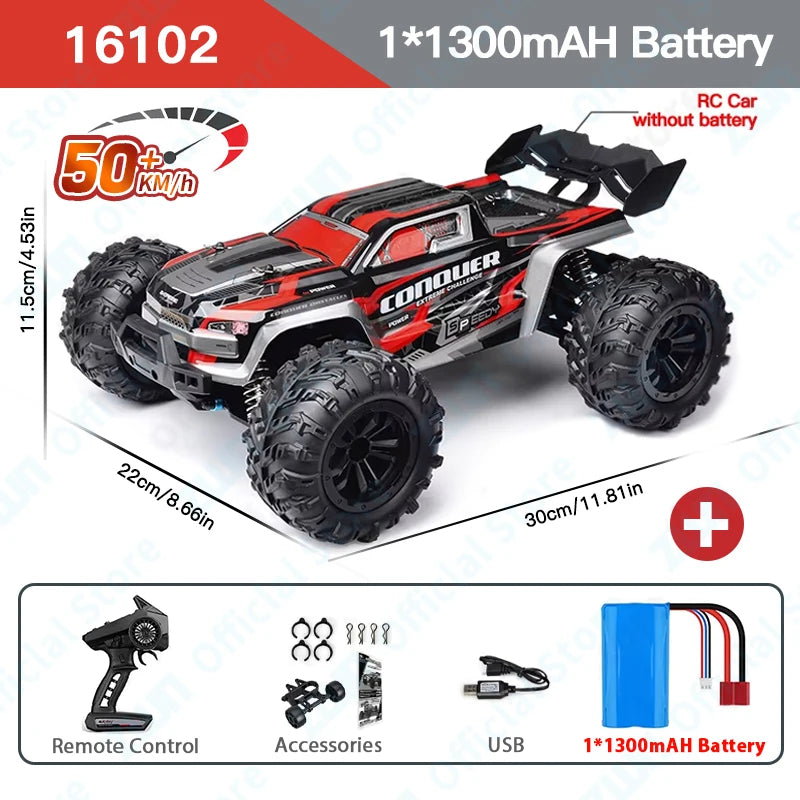 ZWN 1:16 70KM/H Or 50KM/H 4WD RC Car With LED Remote Control Cars High Speed Drift Monster Truck for Kids vs Wltoys 144001 Toys