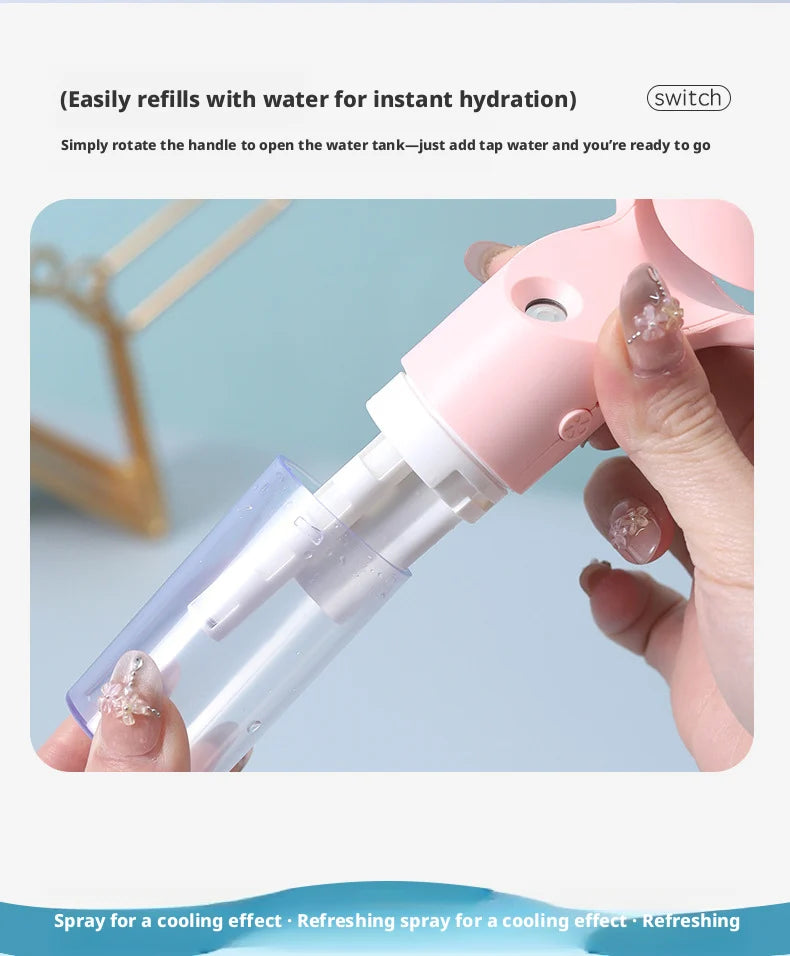 2026 Portable Handheld Spray Fan,Water Spray Mist Fan,Student Dormitory Mini Fan,Summer Supplies, Cooling Tools Outdoor Fan